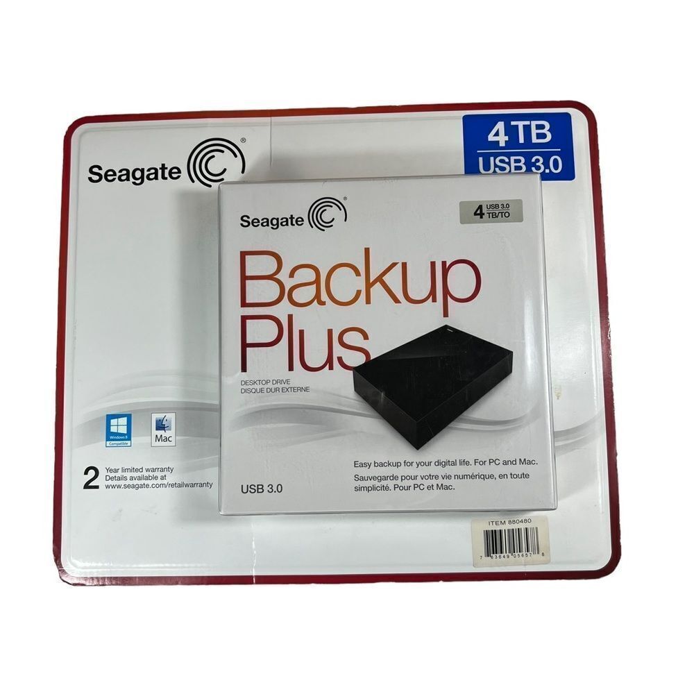 Seagate Back Up Plus Desktop 4TB USB 3.0 New In Package